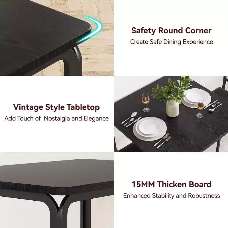Set Tavolo e Sedie 3 Pezzi per Spazi Piccoli, Sala da Pranzo Cucina, Set Dinette Moderno da Interno per 2 Persone, Set Tavolo da Pranzo Quadrato per Dinette