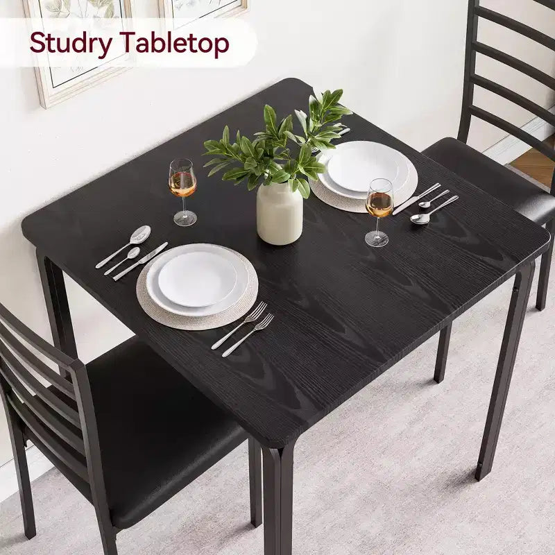 Set Tavolo e Sedie 3 Pezzi per Spazi Piccoli, Sala da Pranzo Cucina, Set Dinette Moderno da Interno per 2 Persone, Set Tavolo da Pranzo Quadrato per Dinette