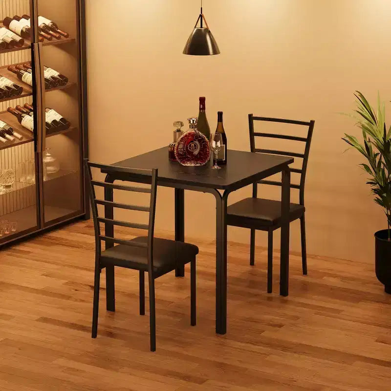 Set Tavolo e Sedie 3 Pezzi per Spazi Piccoli, Sala da Pranzo Cucina, Set Dinette Moderno da Interno per 2 Persone, Set Tavolo da Pranzo Quadrato per Dinette
