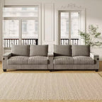 Canapé 4 places en velours côtelé 133 cm, moderne avec ports USB, accoudoirs de rangement dissimulés, porte-gobelets rabattables pour salon, noir