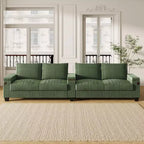 Canapé 4 places en velours côtelé 133 cm, moderne avec ports USB, accoudoirs de rangement dissimulés, porte-gobelets rabattables pour salon, noir