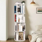 4-Tier Rotating Bookshelf Tower, Revolving Bookcase for Small Spaces, 360 Display Floor Standing Book Shelf Organizer for Bedroom Living Room