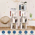 Libreria girevole a 4 livelli, libreria girevole per piccoli spazi, organizer a scaffale da pavimento con display a 360° per camera da letto e soggiorno