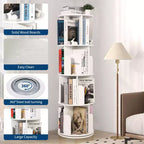 Libreria girevole a 4 livelli, libreria girevole per piccoli spazi, organizer a scaffale da pavimento con display a 360° per camera da letto e soggiorno