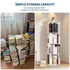 Libreria girevole a 4 livelli, libreria girevole per piccoli spazi, organizer a scaffale da pavimento con display a 360° per camera da letto e soggiorno