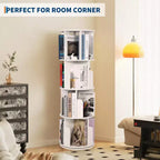 Libreria girevole a 4 livelli, libreria girevole per piccoli spazi, organizer a scaffale da pavimento con display a 360° per camera da letto e soggiorno