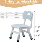 Lot de 2 chaises CuisinSmart pour enfants, chaises réglables en hauteur pour enfants garçons filles de 2 à 6 ans, pour salle de classe, crèche, gris-bleu