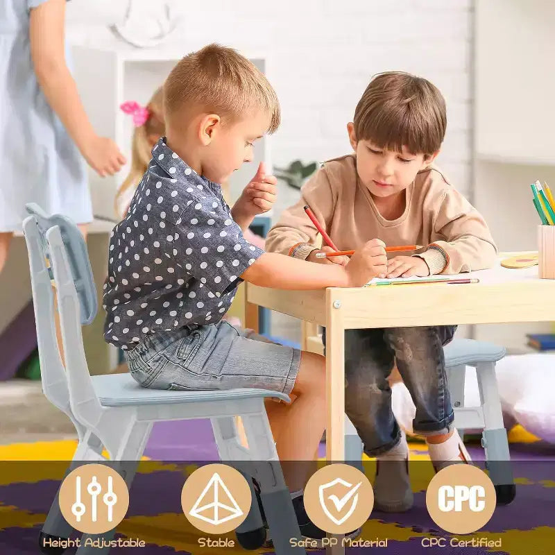 Lot de 2 chaises CuisinSmart pour enfants, chaises réglables en hauteur pour enfants garçons filles de 2 à 6 ans, pour salle de classe, crèche, gris-bleu