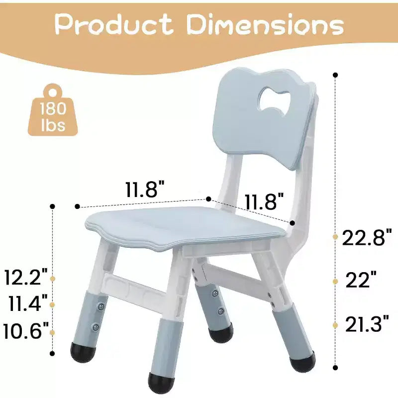 Lot de 2 chaises CuisinSmart pour enfants, chaises réglables en hauteur pour enfants garçons filles de 2 à 6 ans, pour salle de classe, crèche, gris-bleu