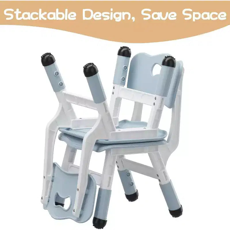 Lot de 2 chaises CuisinSmart pour enfants, chaises réglables en hauteur pour enfants garçons filles de 2 à 6 ans, pour salle de classe, crèche, gris-bleu