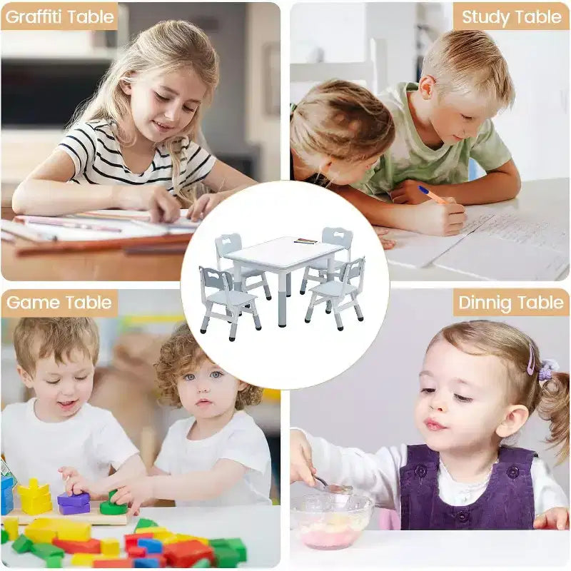 Lot de 2 chaises CuisinSmart pour enfants, chaises réglables en hauteur pour enfants garçons filles de 2 à 6 ans, pour salle de classe, crèche, gris-bleu