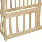 MAYEERTY Letto a pavimento singolo a forma di casetta in legno con recinzione e sponde, Beige
