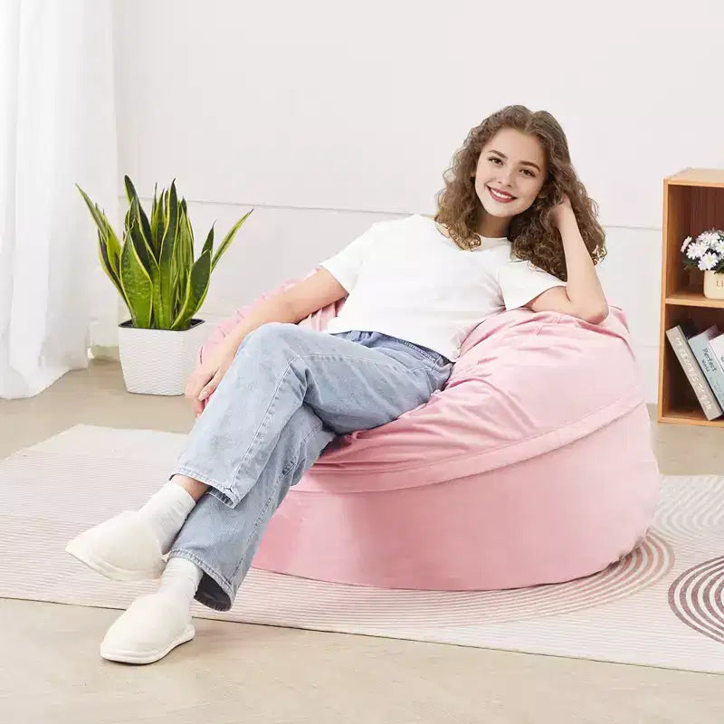 Poltrona Sacco VEVOR, Poltrona Sacco Rotonda da 90 cm con Rivestimento Rimovibile e Lavabile, Imbottita in Memory Foam 25D con Velluto Olandese Morbido e Liscio, Rosa