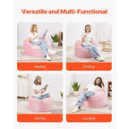 Poltrona Sacco VEVOR, Poltrona Sacco Rotonda da 90 cm con Rivestimento Rimovibile e Lavabile, Imbottita in Memory Foam 25D con Velluto Olandese Morbido e Liscio, Rosa