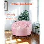 Poltrona Sacco VEVOR, Poltrona Sacco Rotonda da 90 cm con Rivestimento Rimovibile e Lavabile, Imbottita in Memory Foam 25D con Velluto Olandese Morbido e Liscio, Rosa
