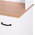 MAYEERTY Mobiletto da cucina in legno bianco, dispensa, mobile microonde con ante in vetro a telaio e cassetto