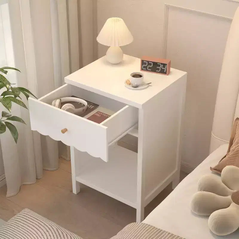 ModernLuxe Comodino per bambini, Comodino in legno, Tavolino da divano bianco con cassetto