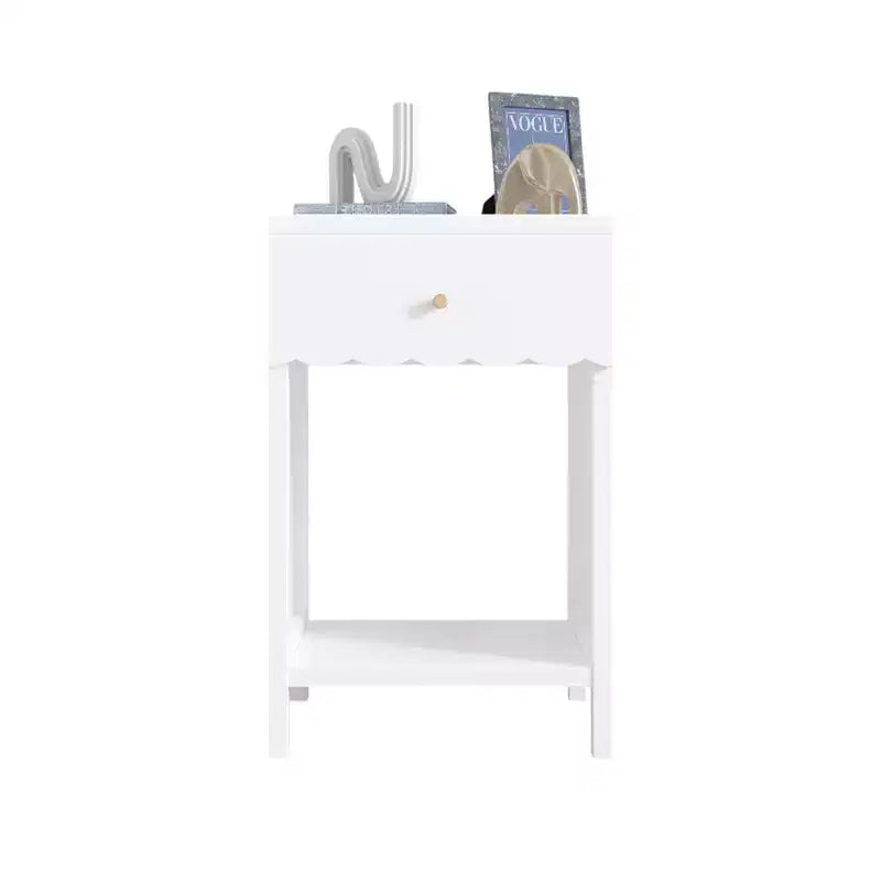 ModernLuxe Comodino per bambini, Comodino in legno, Tavolino da divano bianco con cassetto