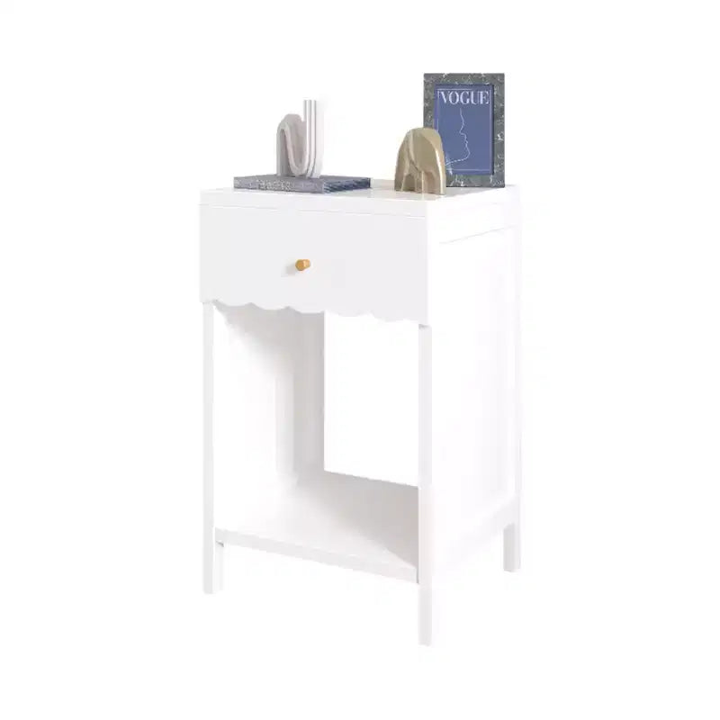 ModernLuxe Comodino per bambini, Comodino in legno, Tavolino da divano bianco con cassetto