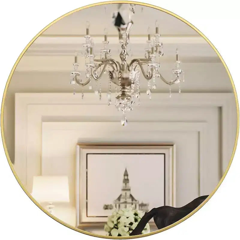 Modern Round Gold Metal Bathroom Vanity Mirror  Wall Mounted