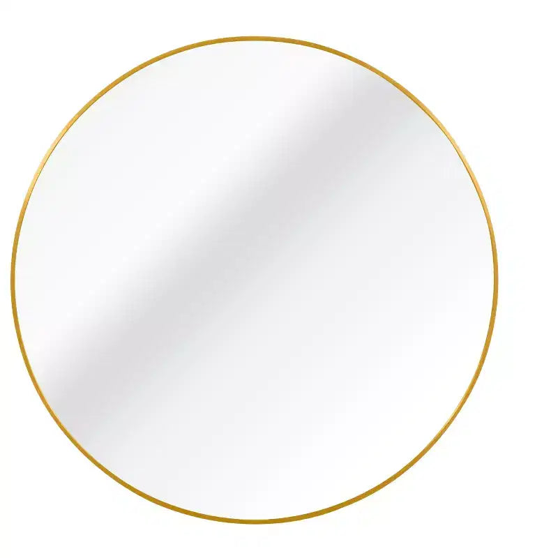 Specchio da bagno rotondo moderno in metallo dorato da parete