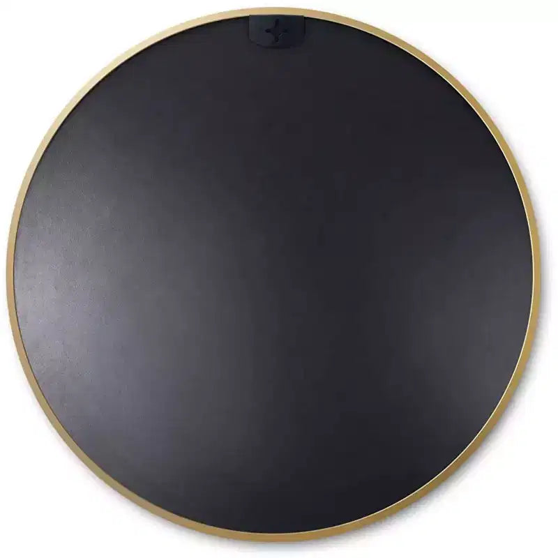 Specchio da bagno rotondo moderno in metallo dorato da parete