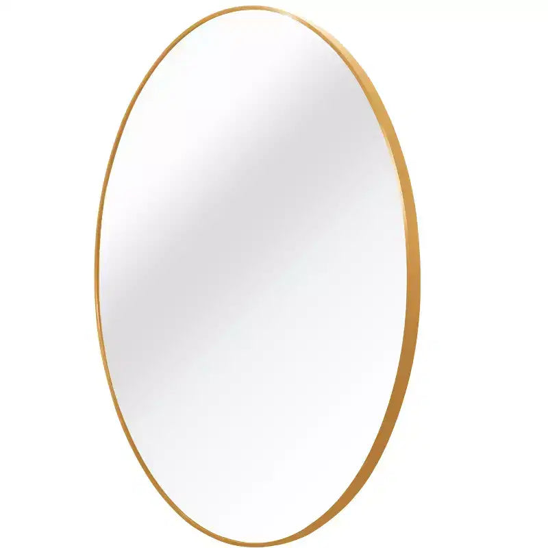 Specchio da bagno rotondo moderno in metallo dorato da parete