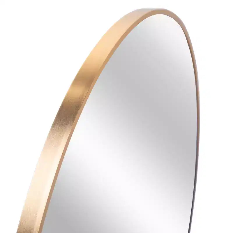 Specchio da bagno rotondo moderno in metallo dorato da parete