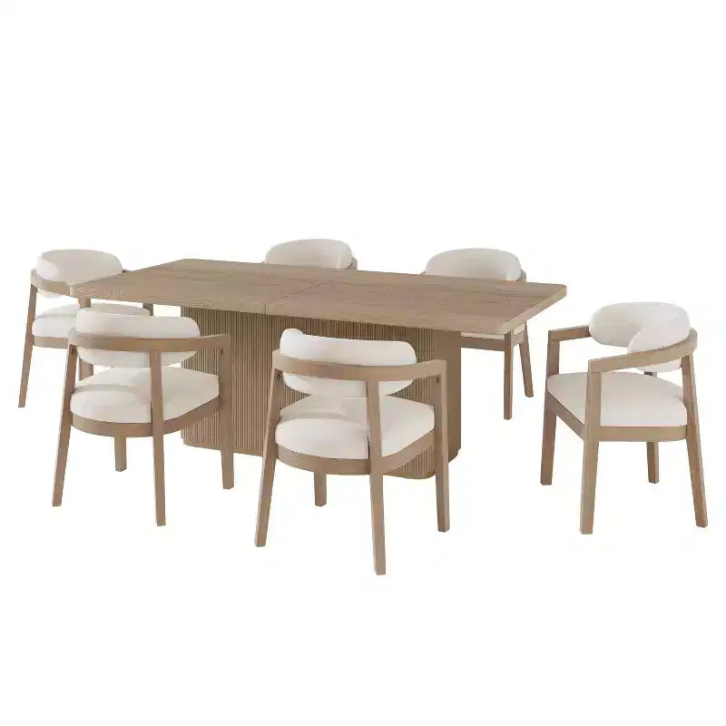 Christopher Knight Home Ambessa Set da pranzo moderno 7 pezzi in legno di caucciù imbottito