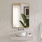 Gold Metal Framed Rectangular Bathroom Wall Mirror - Stylish & Durable