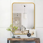 Specchio da bagno rettangolare a parete con cornice metallica dorata - Elegante e resistente