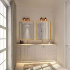 Specchio da bagno rettangolare a parete con cornice metallica dorata - Elegante e resistente