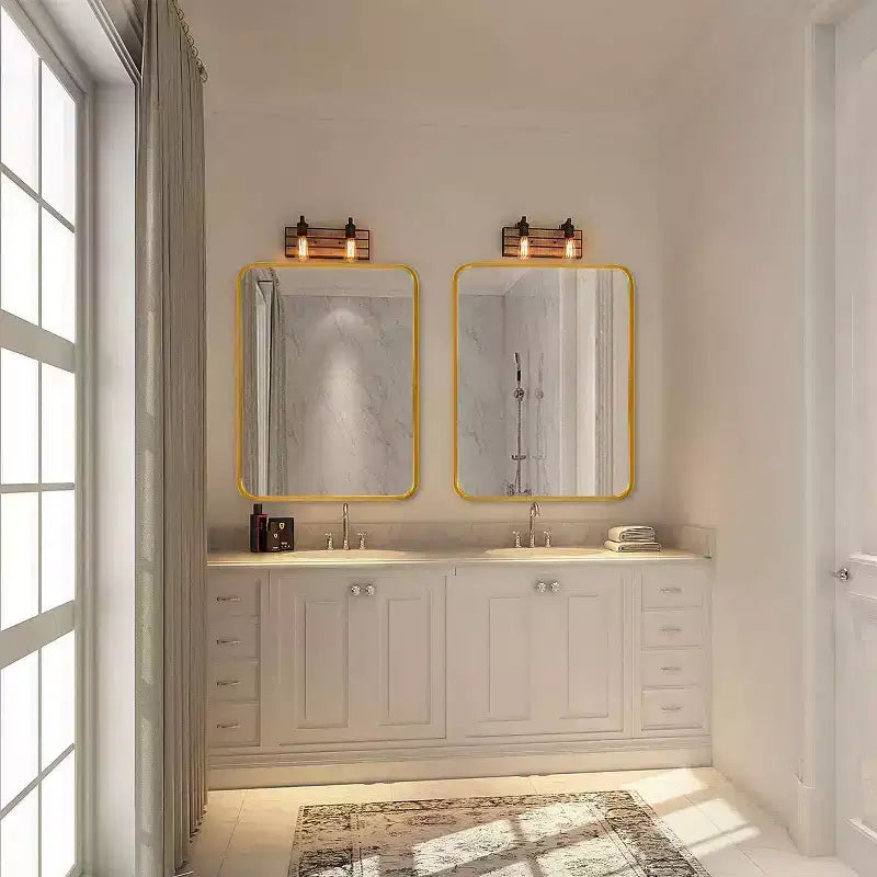 Specchio da bagno rettangolare a parete con cornice metallica dorata - Elegante e resistente