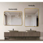 Specchio da bagno rettangolare a parete con cornice metallica dorata - Elegante e resistente