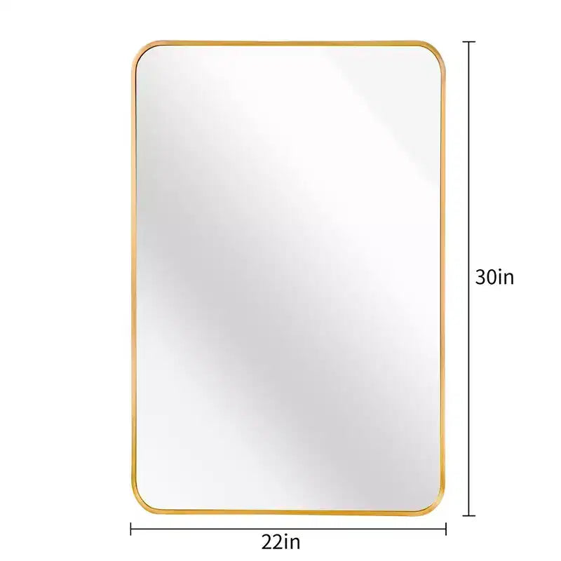 Specchio da bagno rettangolare a parete con cornice metallica dorata - Elegante e resistente