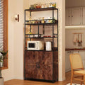 Bakers Rack with Storage, Farmhouse Freestanding Small Kitchen Pantry Hutch Tall Door Thickened Counter, Coffee Bar Storage Shelves