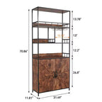 Scaffale per panettiere con ripiani, Credenza da cucina piccola indipendente in stile rustico con porta alta e ripiano spesso, Ripiani portaoggetti per coffee bar