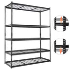 GustoWave 5 Tier Heavy Duty Garage Shelving, Garage Storage with Adjustable Shelves for Kitchen Pantry Basement, Black