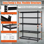 GustoWave Scaffalatura a 5 Ripiani Resistente per Garage, Organizzazione Garage con Ripiani Regolabili per Dispensa Cucina Cantina, Nero