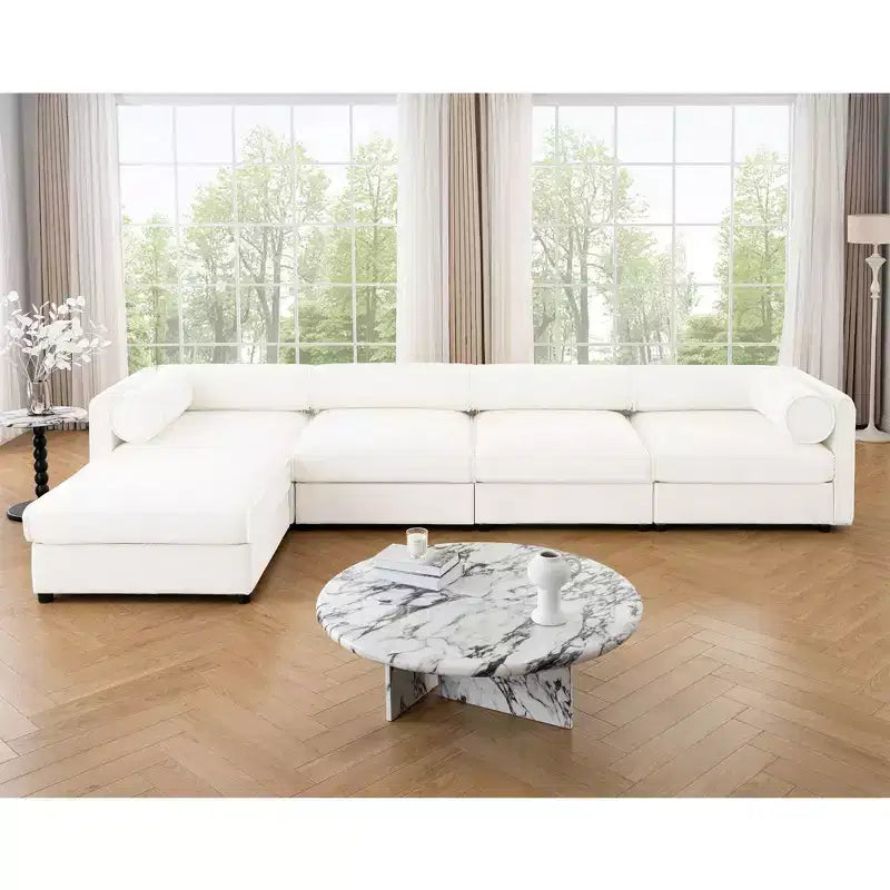 Modular Sectional Sofa with Storage, Cylindrical Backrest and Armrests Deep Comfortable Seating,Durable and Supportive for Living Room