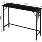Tavolo Consolle Nero DobleePy da 99,4 cm con Stazione di Ricarica, Tavolo Stretto da Ingresso con Gambe in Metallo per Corridoio, Retro Divano, Appartamento