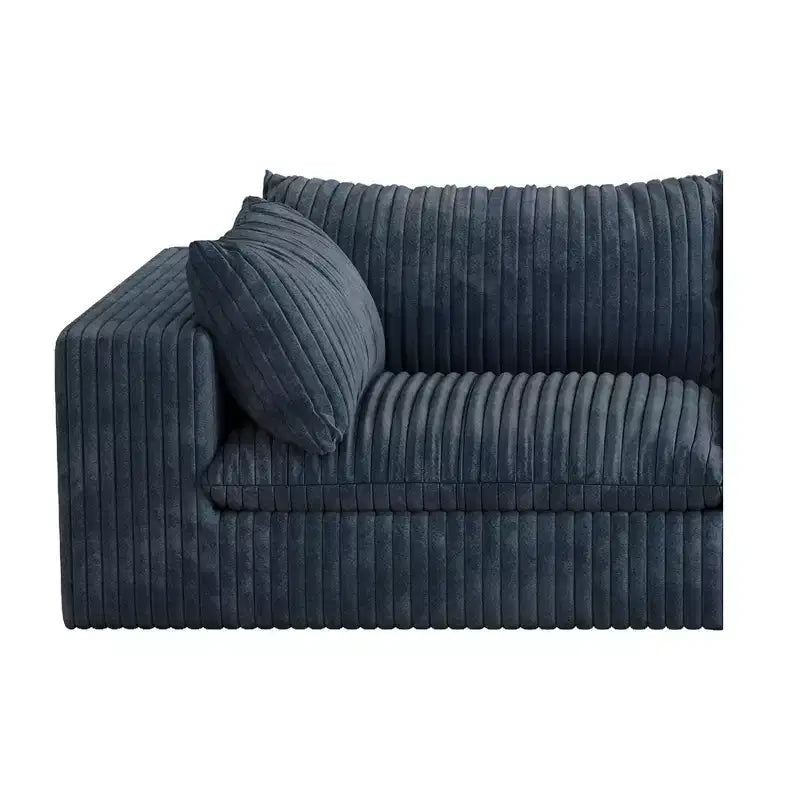 GDFStudio Jocelyn Divano Sezionale a L Moderno a 4 Posti in Tessuto a Coste e Imbottitura in Piuma con Pouf