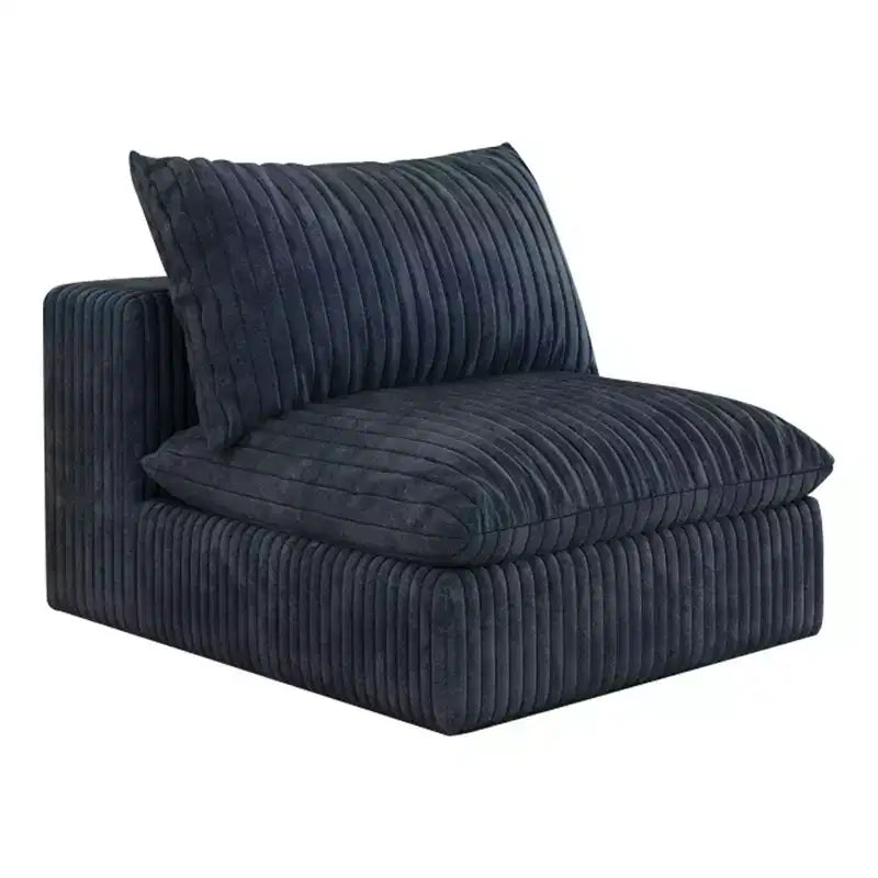 GDFStudio Jocelyn Divano Sezionale a L Moderno a 4 Posti in Tessuto a Coste e Imbottitura in Piuma con Pouf