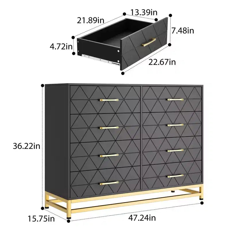 Comò a 8 cassetti per camera da letto e armadio, cassettiera moderna alta 92 cm con guide a chiusura ammortizzata e kit antiribaltamento, organizzatore salvaspazio