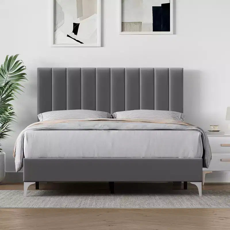 CuisinSmart Bed Frame, Upholstered Platform Bed Frame with Adjustable Headboard, No Box Spring Needed, Easy Assembly, 1200LBS Weight Capacity