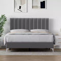 CuisinSmart Bed Frame, Upholstered Platform Bed Frame with Adjustable Headboard, No Box Spring Needed, Easy Assembly, 1200LBS Weight Capacity