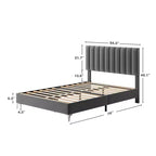 CuisinSmart Base Letto, Base Letto Imbottita con Testiera Regolabile, Nessuna Necessità di Rete a Molle, Facile Montaggio, Capacità di Carico 1200 libbre