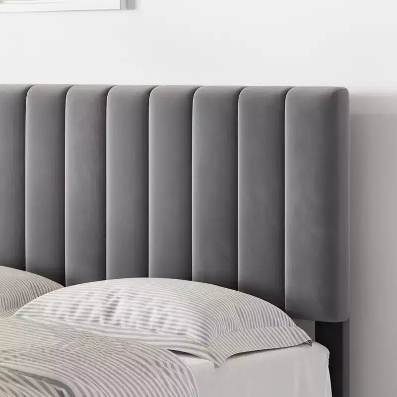 CuisinSmart Base Letto, Base Letto Imbottita con Testiera Regolabile, Nessuna Necessità di Rete a Molle, Facile Montaggio, Capacità di Carico 1200 libbre