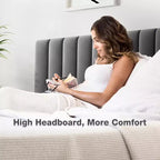 CuisinSmart Base Letto, Base Letto Imbottita con Testiera Regolabile, Nessuna Necessità di Rete a Molle, Facile Montaggio, Capacità di Carico 1200 libbre