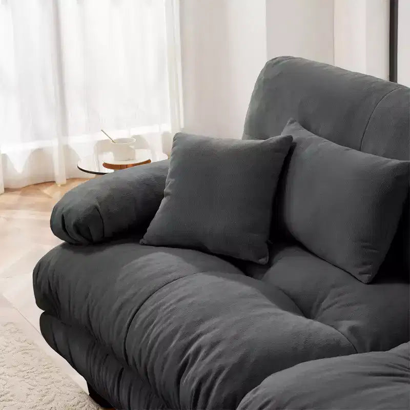 Divano a 2 posti Cloud Couch per soggiorno, divano a 2 posti in ciniglia con 2 cuscini lombari e 2 cuscini decorativi, ciniglia color caffè chiaro
